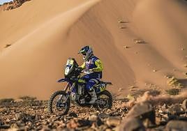 Santolino, durante una de las etapas del rally de Marruecos.