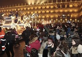 Cabalgata de este año a su paso por la Plaza Mayor de Salamanca.