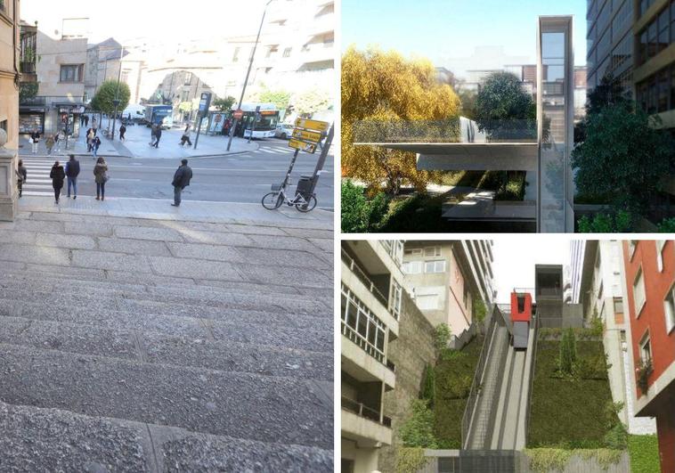 Las escaleras de la Riojana y proyectos de ascensores instalados en Vigo.