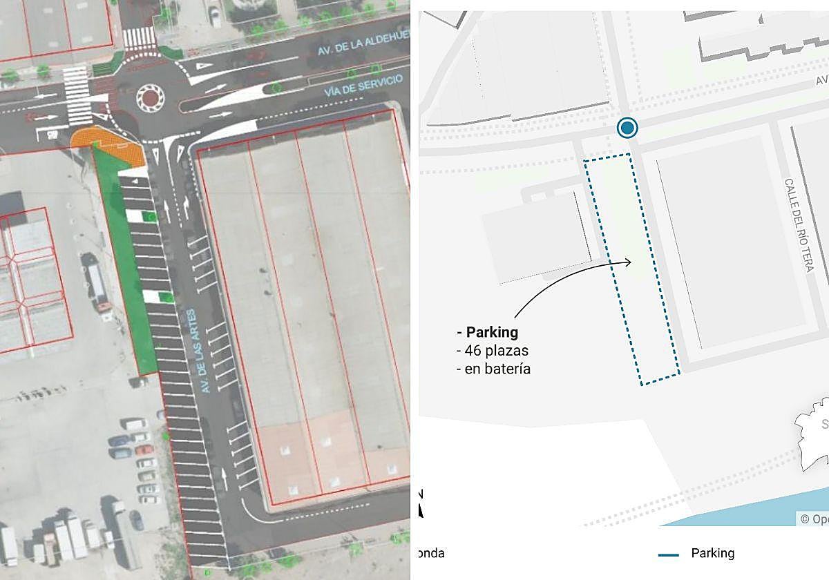 Simulación de la obra y plano de localización.
