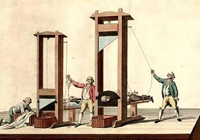 Ilustración de la Guillotina, instrumento empleado durante la Revolución Francesa.