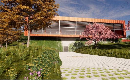 Uno de los accesos de la biblioteca.