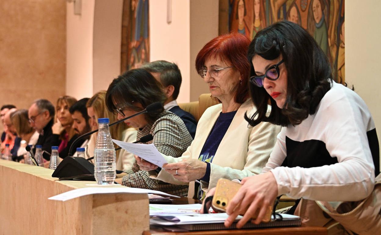 Carmen Díez, segundo pro la derecha, en el pasado pleno.