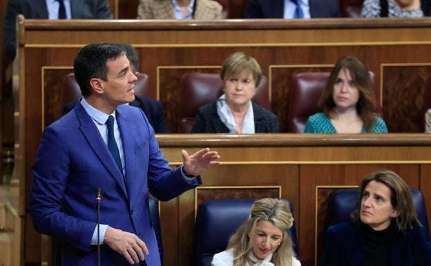 El presidente del Gobierno, Pedro Sánchez, interviene durante la sesión de control al Gobierno celebrada este miércoles en el Congreso de los Diputados.