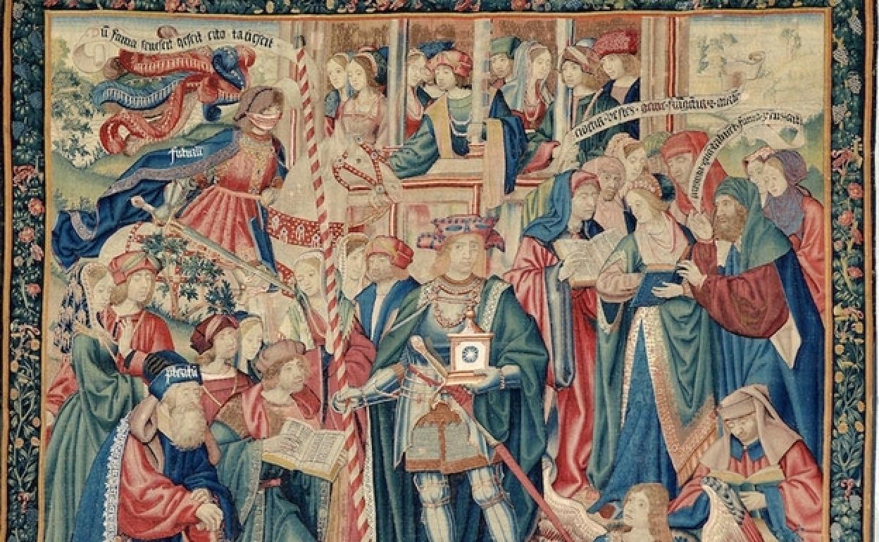 Detalle del tapiz 'El triunfo del tiempo' que se expondrá en la Galería de las Colecciones Reales.