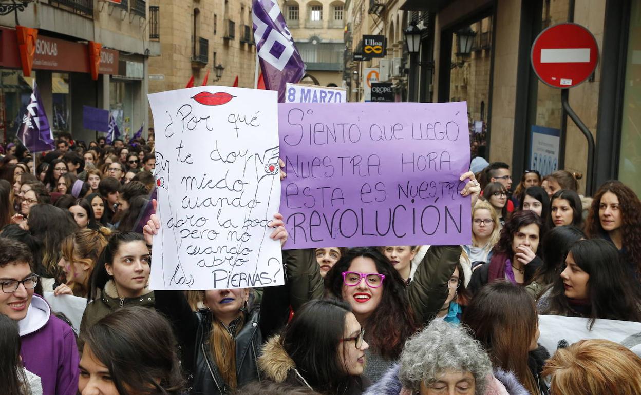 Imagen de archivo de una manifestación del Día de la Mujer en Salamanca. 