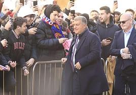 Joan Laporta, presidente del FC Barcelona, a su llegada al hotel de Salamanca.