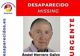 Cartel de la desaparición de Ángel Herrero Calvo de SOS Desaparecidos.