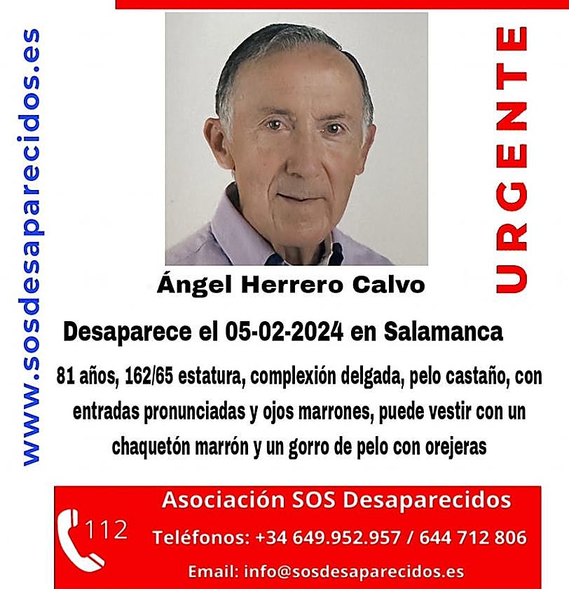 Cartel de la desaparición de Ángel Herrero Calvo de SOS Desaparecidos.