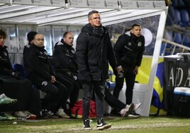 Dani Ponz, en el transcurso del partido de Unionistas ante el Celta B