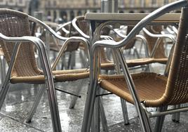 Una terraza, en la Plaza Mayor de Salamanca.