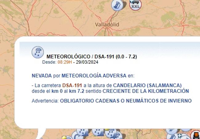 Advertencia de la DGT para Salamanca.