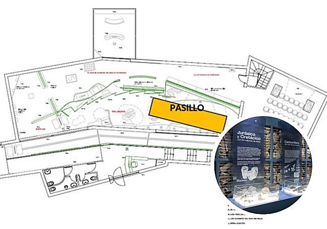 Lugar en el que irá ubicado el pasillo inmersivo con la visualización de video en 360º y, a la derecha, un detalle del museo.