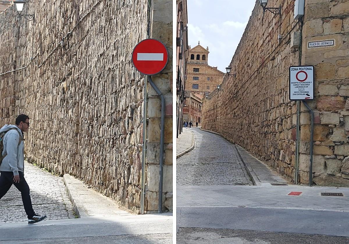 Imagen de la señal de dirección prohibida que se ha retirado.