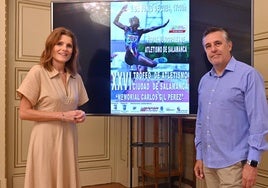 La concejala y el delegado de atletismo salmantino, en la presentación.