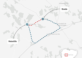 Localización de la carretera en obras y el desvío alternativo.
