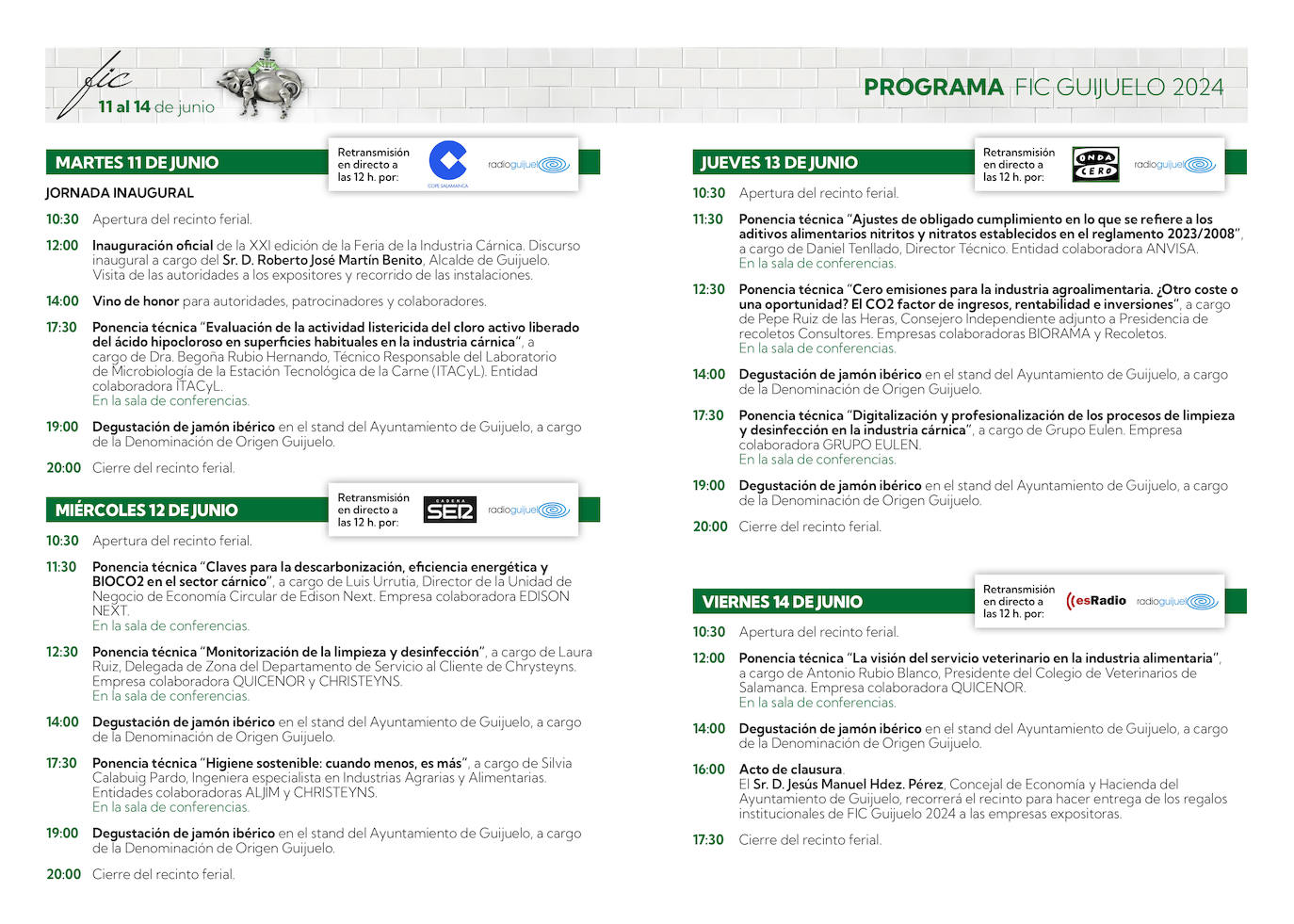 Programa completo de la Feria de la Industria Cárnica