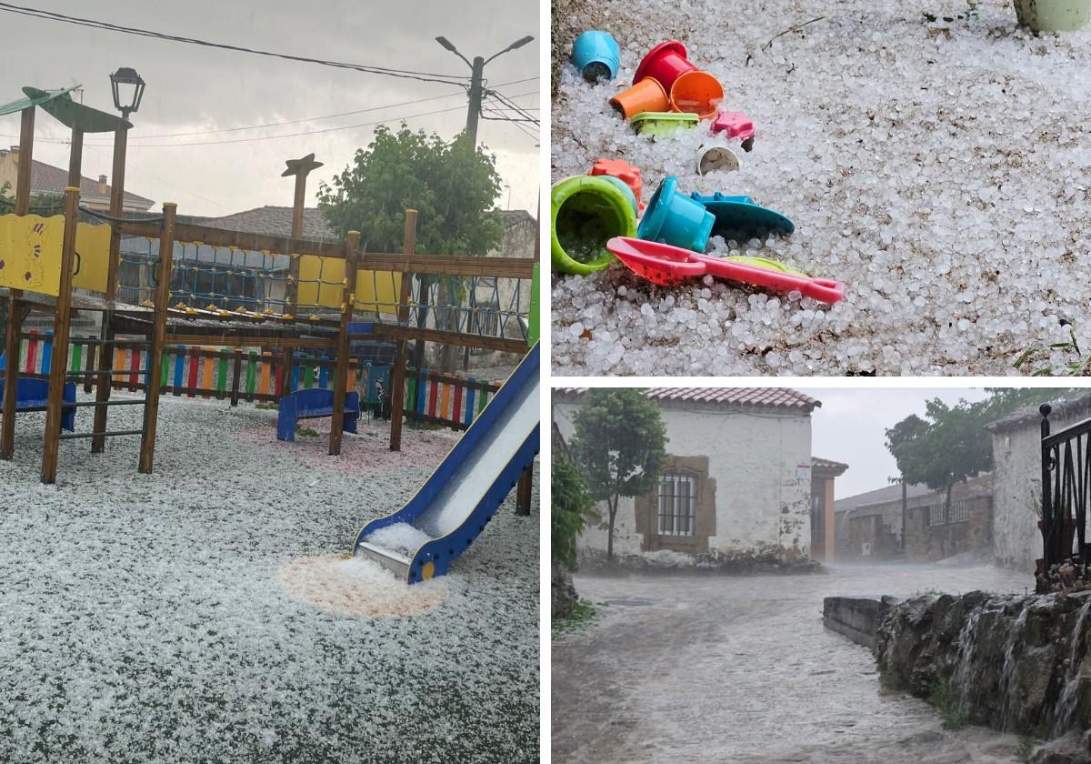 Granizada caída en Juzbado este sábado.