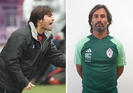Luis Jiménez Bonilla en su etapa en la UD Salamanca y, la derecha, como técnico del Celta C.