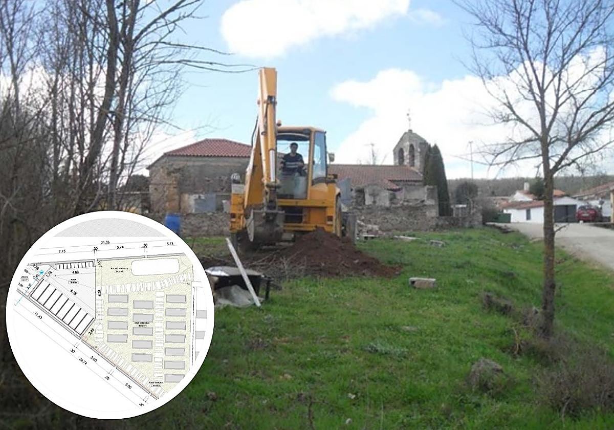 Sola en el que se hará la ampliación del cementerio y, abajo, los detalles de la obra.