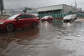 Balsa de agua tras las lluvias de este viernes en Salamanca.