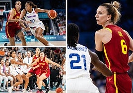 Andrea Vilaró junto a Guirantes (arriba); Leo, Vilaró y Guirantes; y a la derecha, Laura Gil ante Puerto Rico.