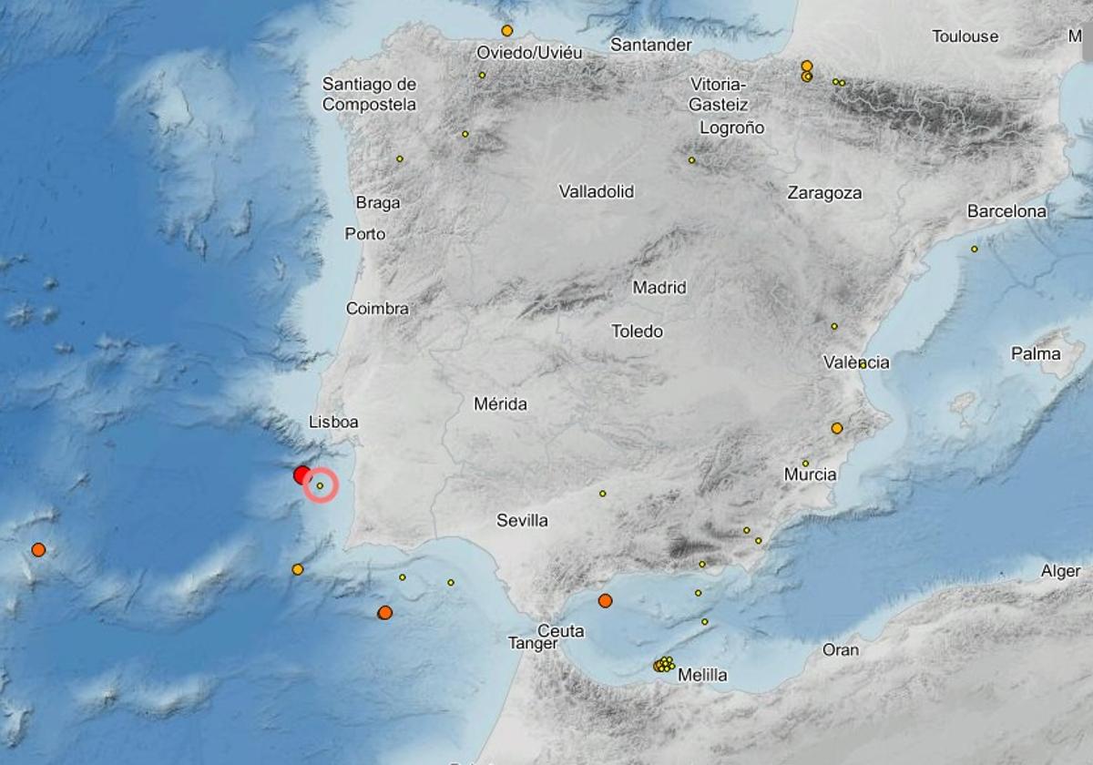 Mapa de localización del terremoto del Instituto Geográfico Nacional.