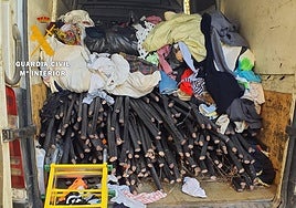 Cable de cobre interceptado en la operación