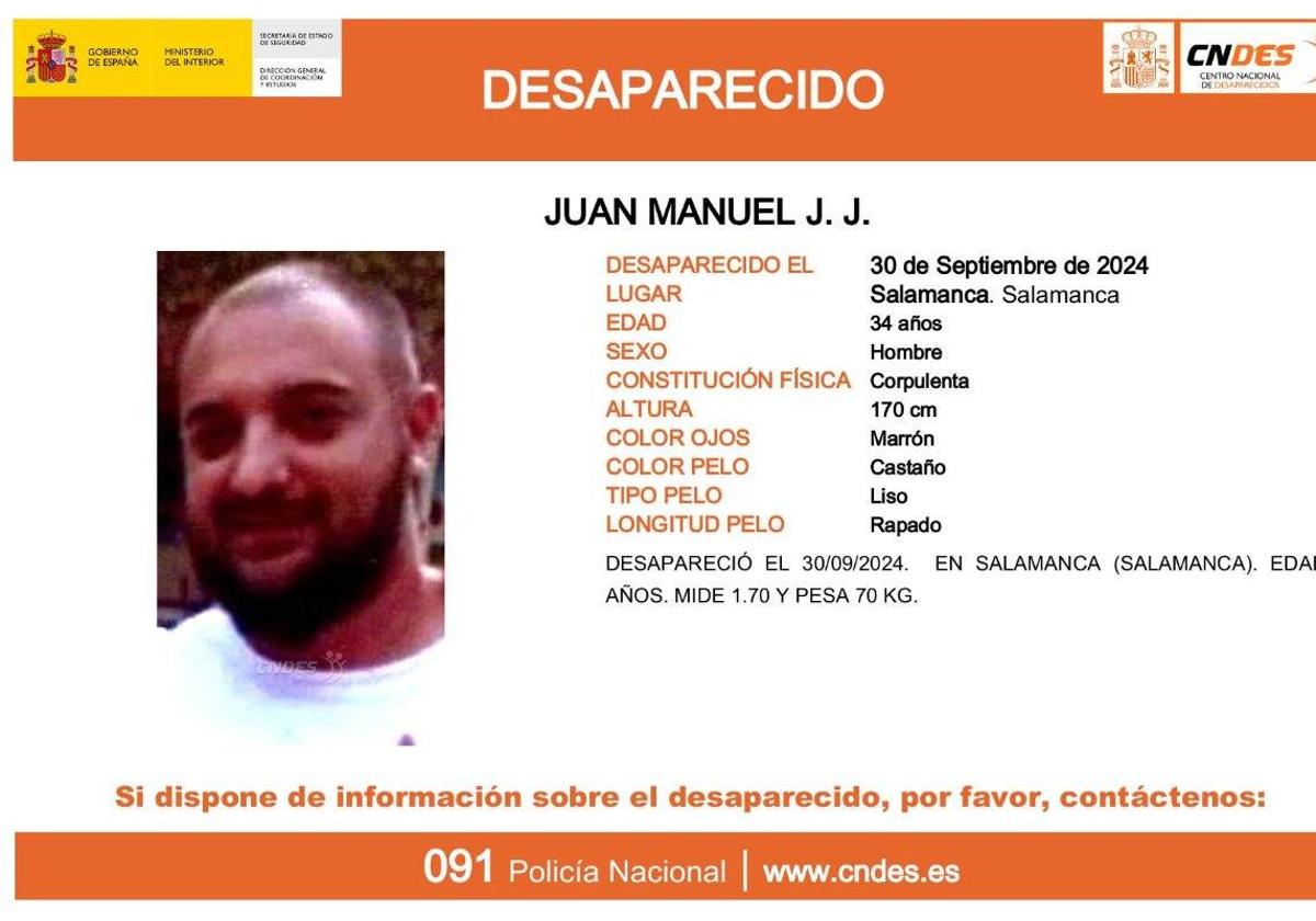 Alertan de la desaparición de un hombre en Salamanca