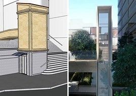 Diseño del grupo municipal Vox y ascensor metálico y de cristal.