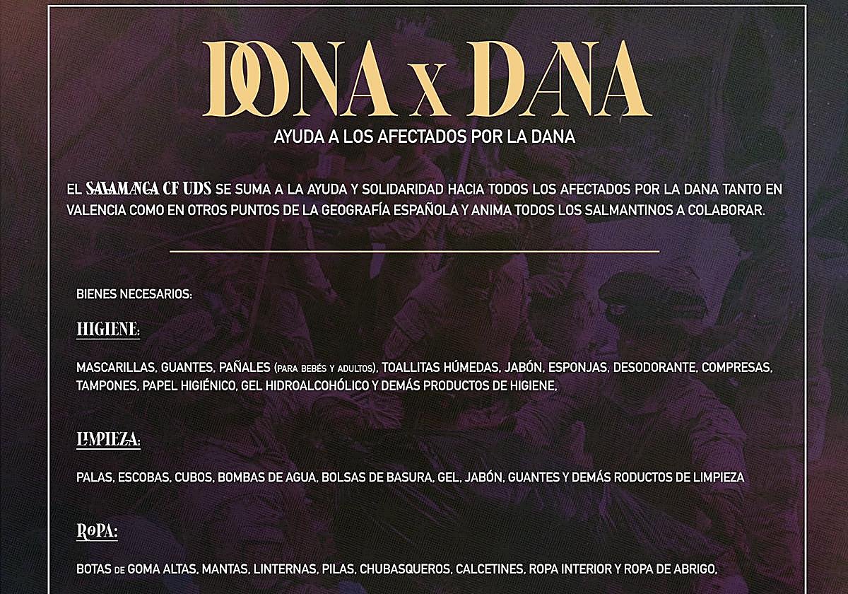 El Salamanca CF UDS se suma a la ayuda para los afectados por la DANA