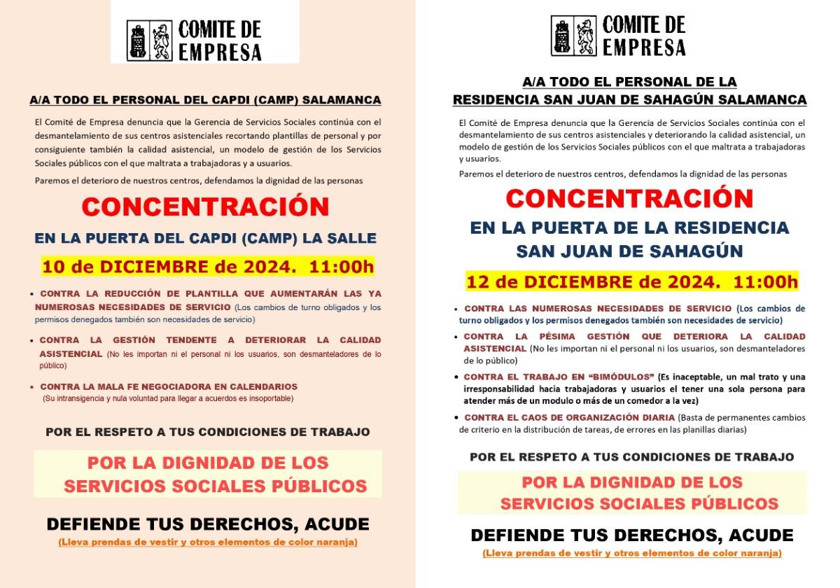 Carteles de las concentraciones del 10 y del 12 de diciembre.