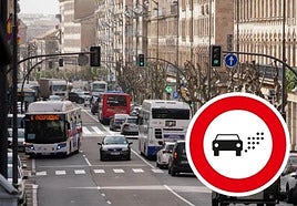 Vehículos circulan por la Zona de Bajas Emisiones en Salamanca.