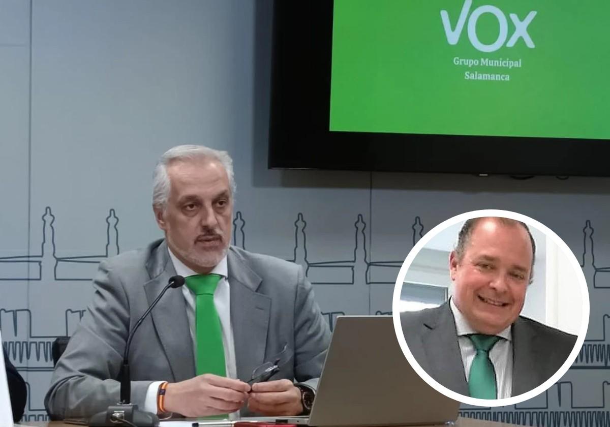 El concejal salmantino de Vox Alejandro Pérez de la Sota y, a la derecha, Ignacio Rivas.