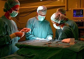 Equipo médico durante un trasplante.