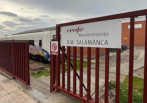 Zona de mantenimiento de trenes de Renfe en Salamanca.