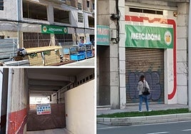 Acceso por calle La Marina, entrada por Canalejas y lona del supermercado.