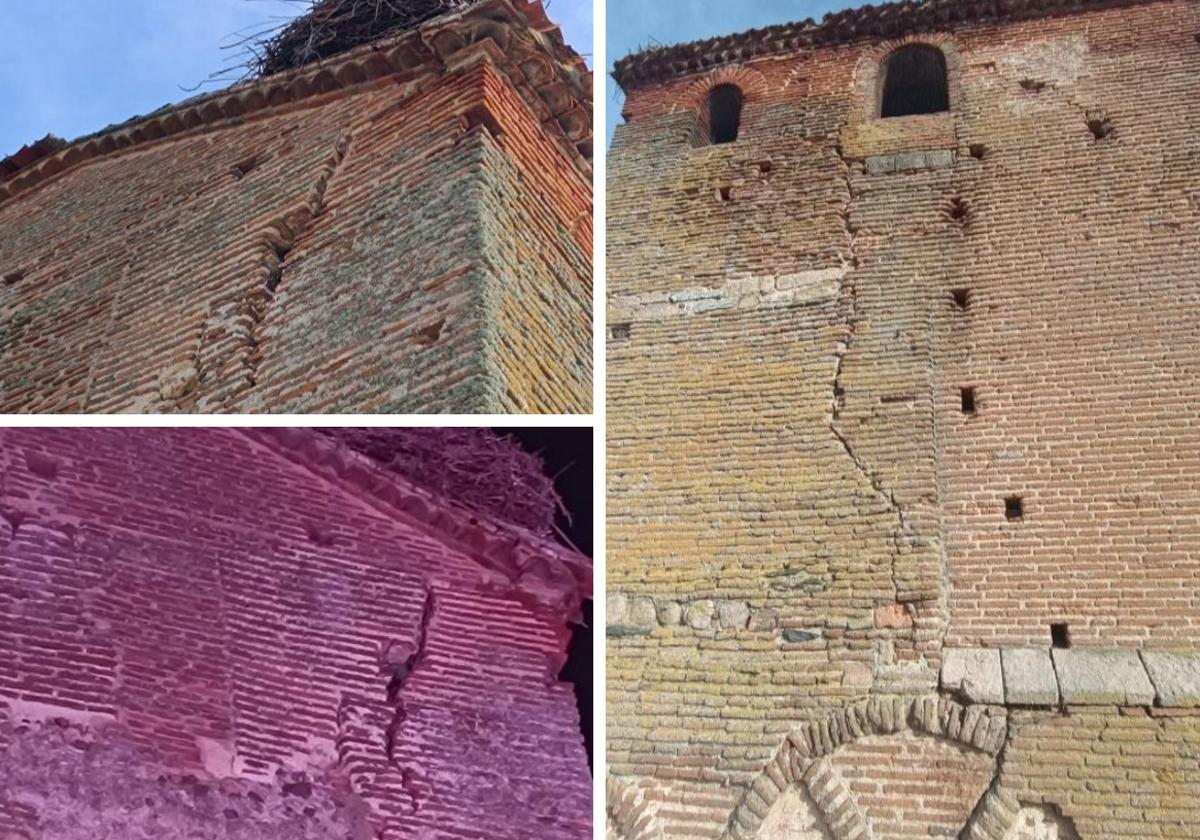 La torre de iglesia BIC de un pueblo de Salamanca en peligro de derrumbe