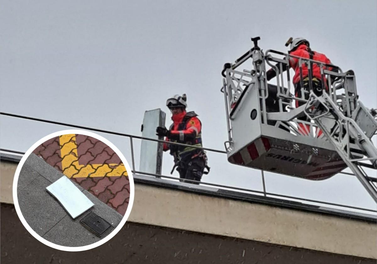 El viento arranca parte del tejado de un edificio en Salamanca y moviliza a los bomberos