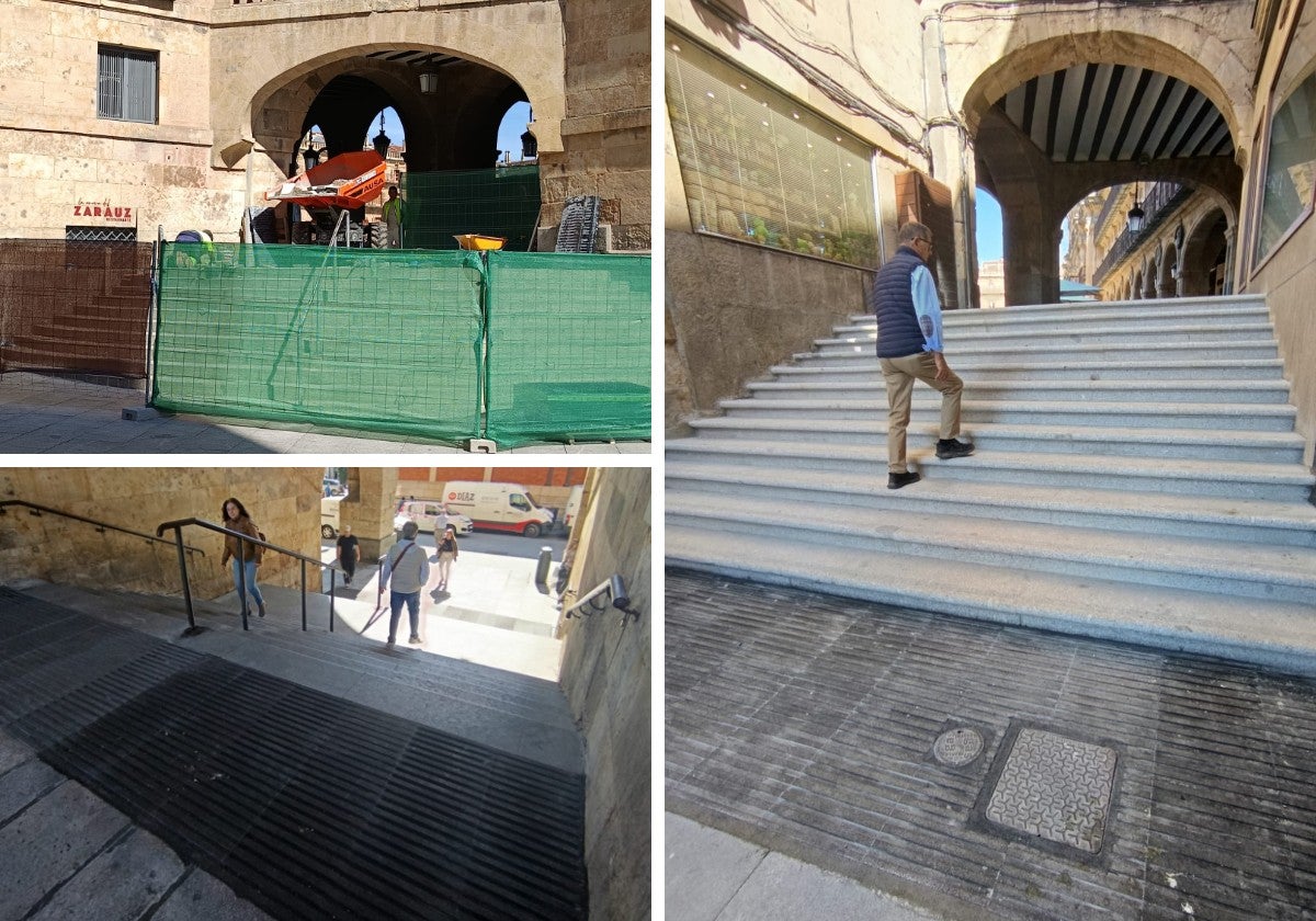 Las escaleras de cien años en Salamanca que estrenan pavimento negro con un extra de agarre