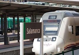 Tren en la estación ferroviaria de Salamanca