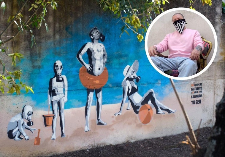 Una obra de arte de NadieArt; en el círculo, el artista