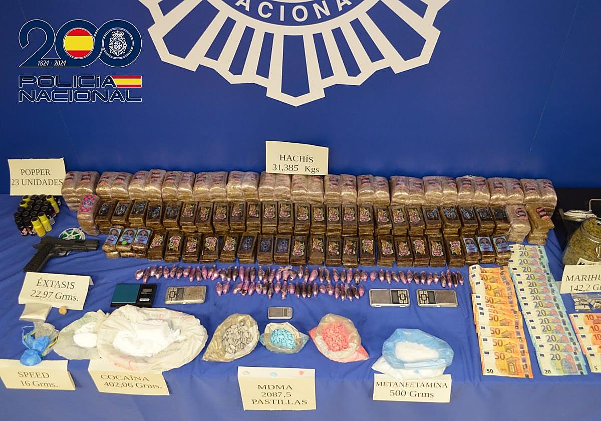 Sustancias y dinero intervenido por la Policía Nacional en Salamanca.