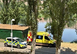 La Policía Local de Salamanca y una ambulancia del Sacyl en el lugar de los hechos.