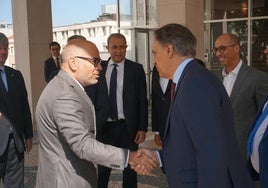 El alcalde de Salamanca, Carlos García Carbayo y el ministro de Infraestructuras de Portugal, Miguel Pinto Luz