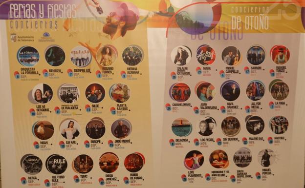 Cartel de los conciertos de Ferias y Fiestas y de Otoño en Salamanca.
