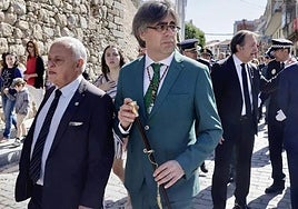 El alcalde de Béjar Luis Francisco Martín, junto a Santonja.