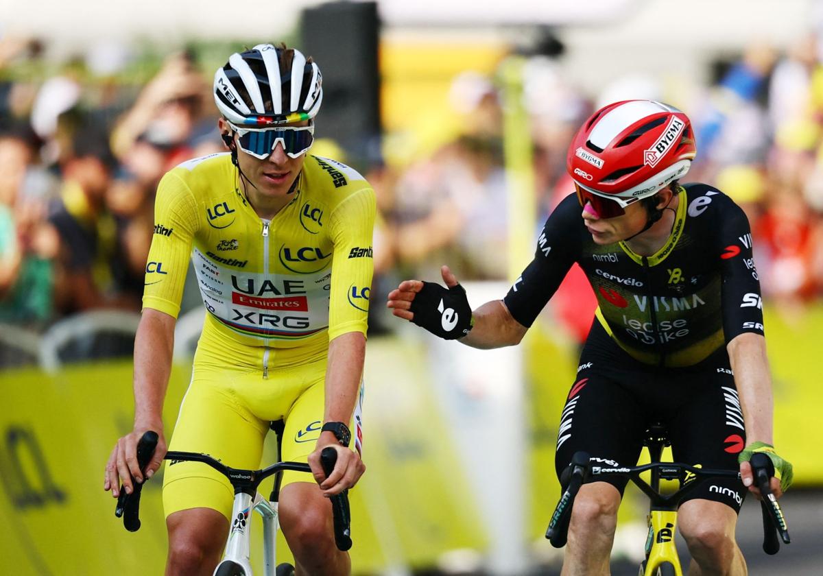Pogacar y Vingegaard, en una de las llegadas del Tour.