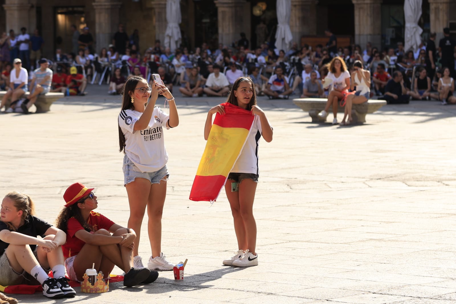 Salamanca vive la final de la Eurocopa de España a la sombra de la Plaza Mayor