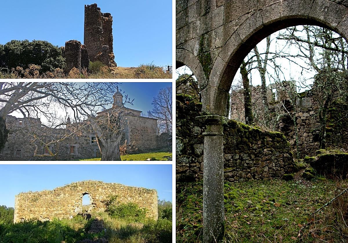 Castillo de Tejeda, convento de la casa baja, fortín de Calzada y monasterio de San Martín del Castañar.